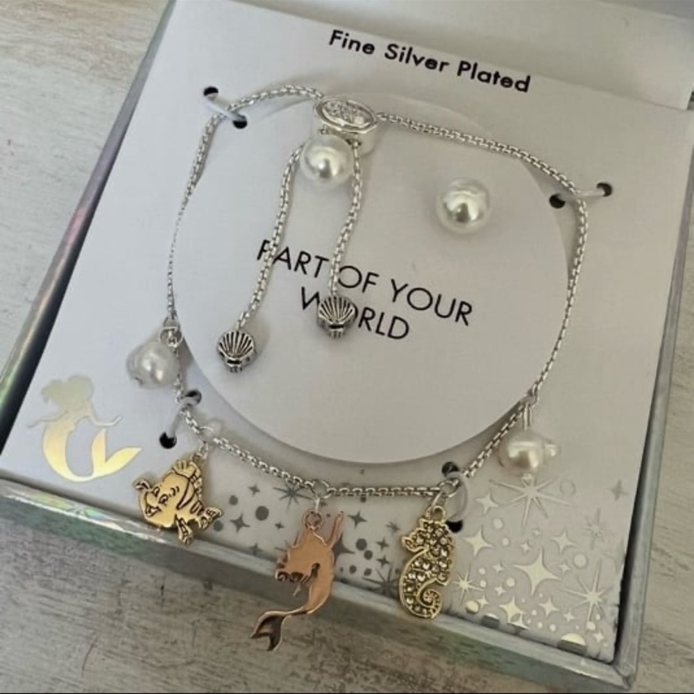 ⚡️Disney "Part Of Your World" Bracelet & Pearl Earrings - Picture 3 of 3